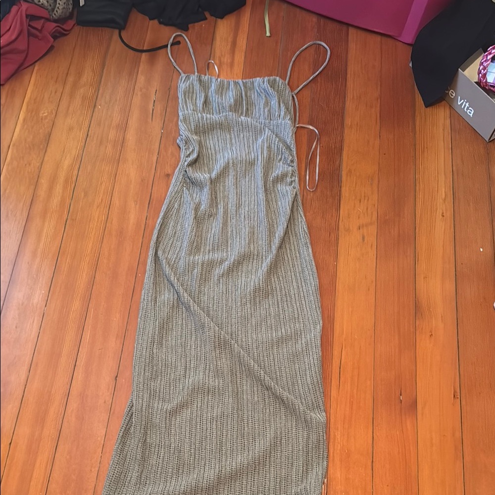 Pull&Bear Gray Slip Dress with Spaghetti Straps